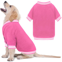 HLJ suéter para perros medianos, felpa rosa, vista frontal, tacto suave.