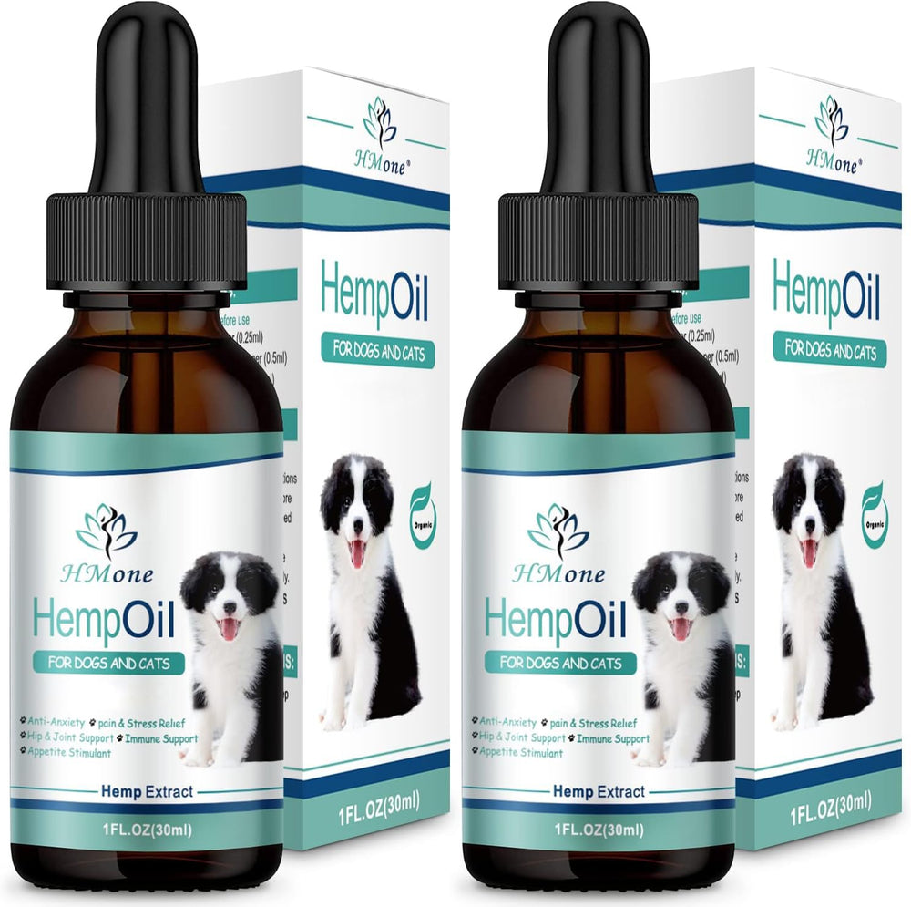 HMone Aceite de Cáñamo para Mascotas, bote dosificador para administrar gotas fácilmente.