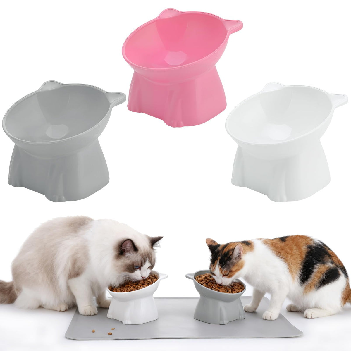 Hoemwarm tazones elevados 15° para gatos, comodidad al comer.