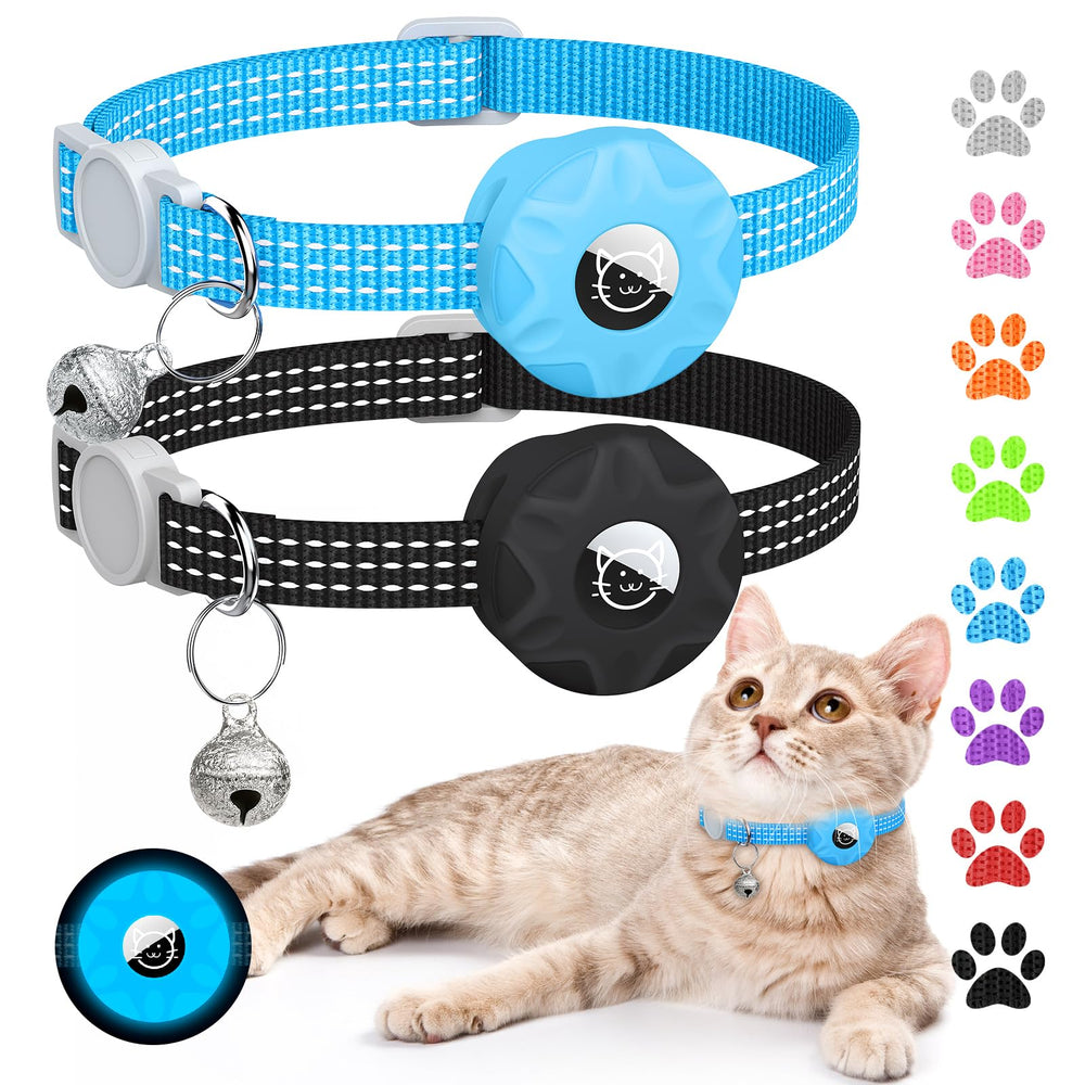 Hoeraonr collar gat AirTag con funda elástica segura para localizar al gato