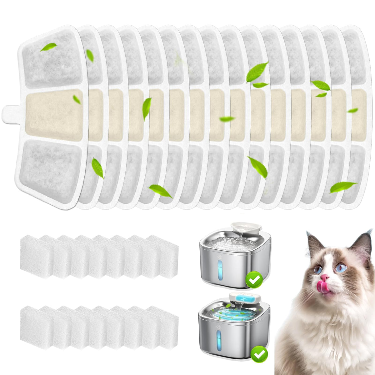 HOETEK paquete-filtros-esponjas Oneisall PW04 3-5l, agua más limpia para gatos