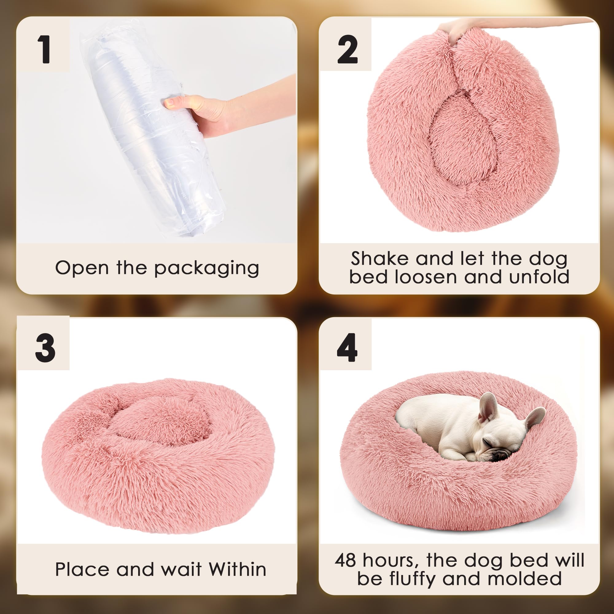 Hoewina Cama Donut, ideal para espacios interiores de gatos y perros pequeños.