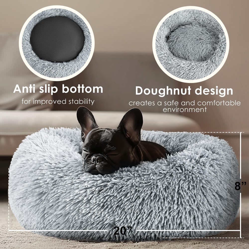 Hoewina cama donut con borde suave para descanso seguro y cómodo.