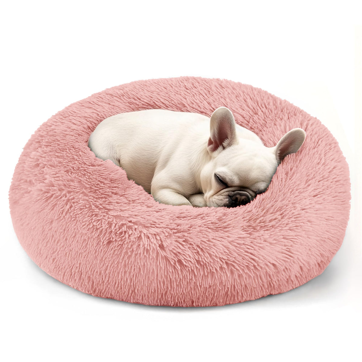 Hoewina Cama Donut Rosada de 20 pulgadas, refugio suave para gatos y perros pequeños.