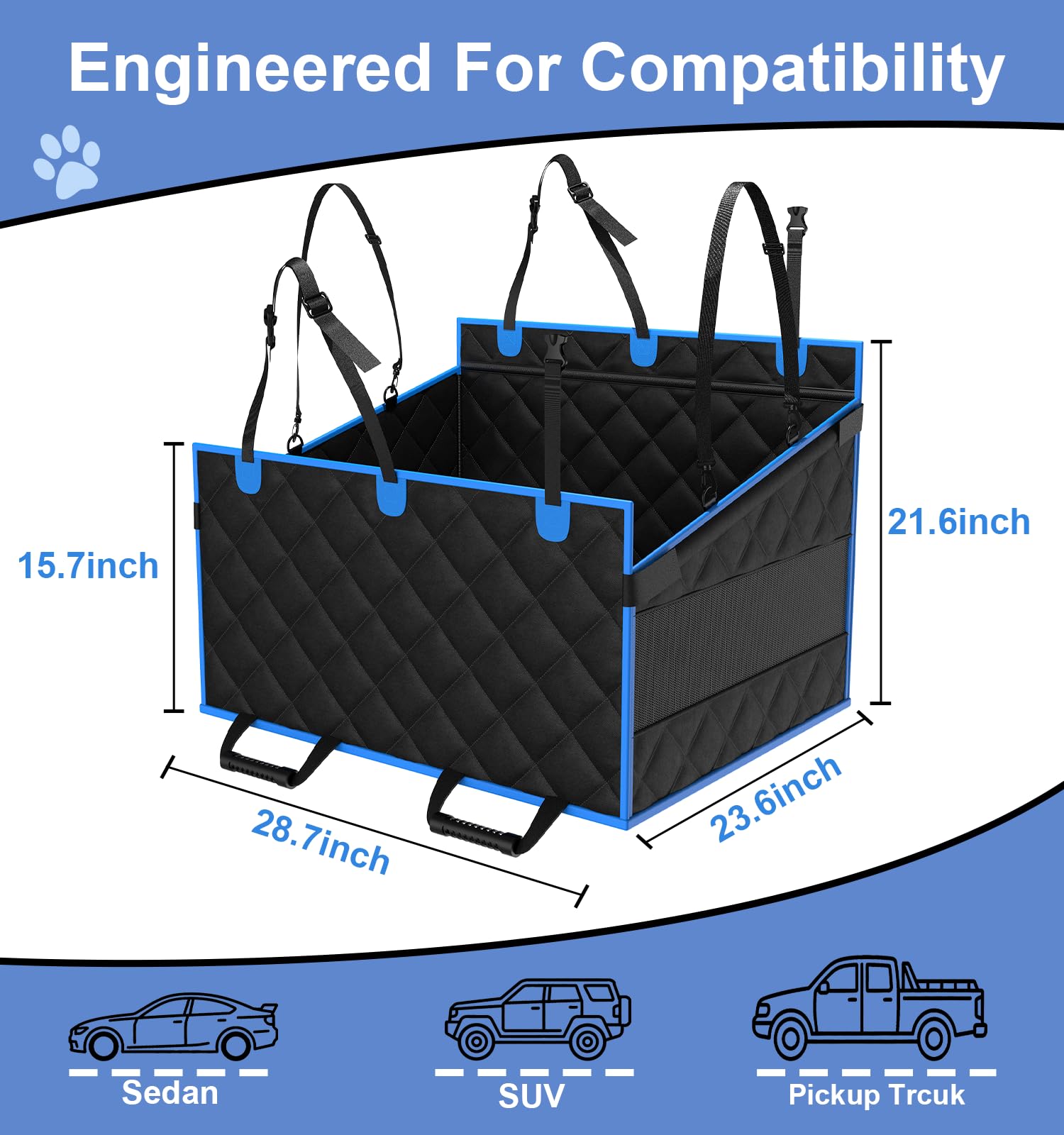 Extensor de asiento trasero H HOH-Tech: instalación sencilla para proteger la tapicería.