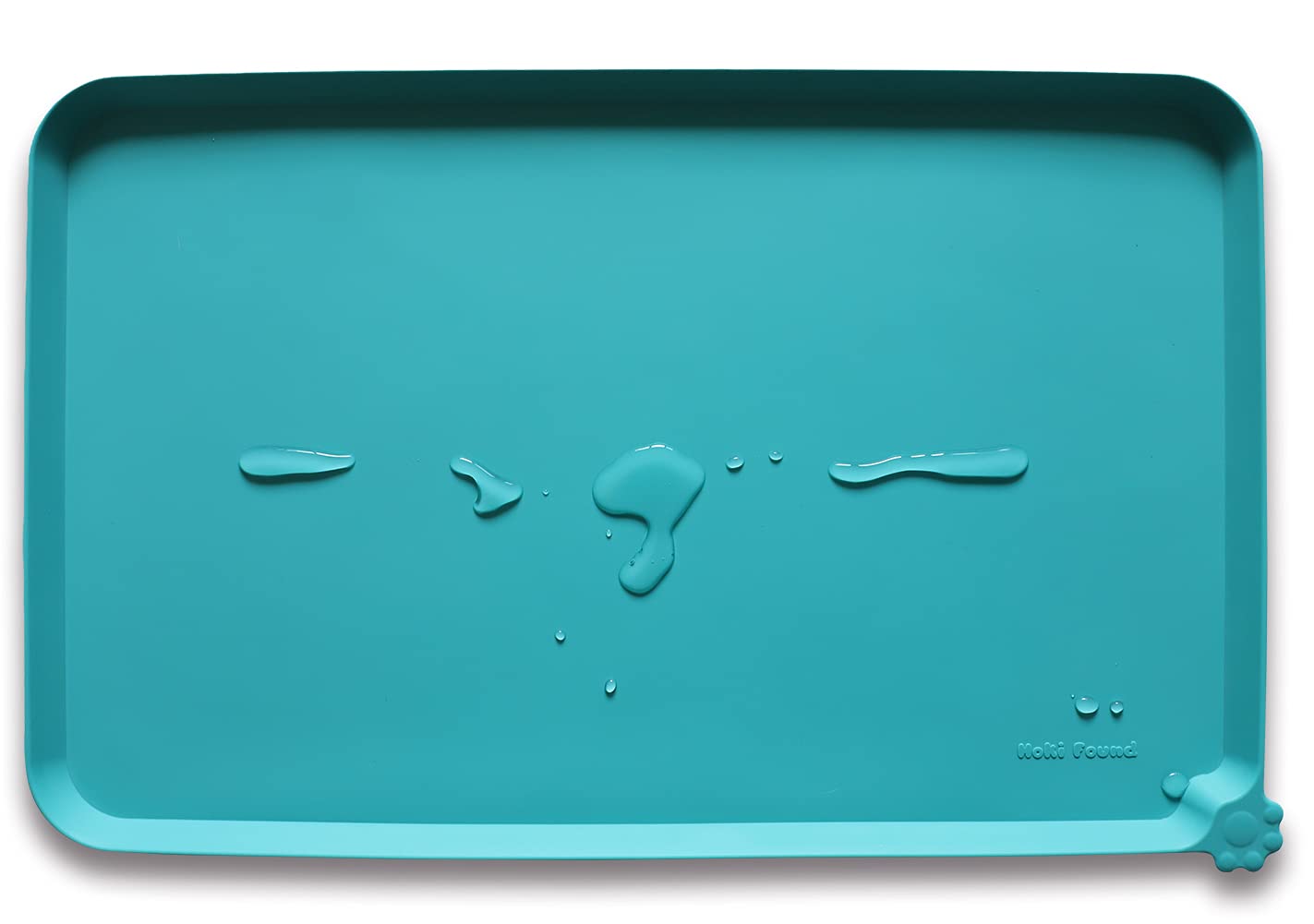 Hoki Found alfombrilla de silicona para alimentación de mascotas, color azul verdoso, superficie estable para cuencos.
