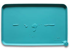 Hoki Found alfombrilla de silicona para alimentación de mascotas, color azul verdoso, superficie estable para cuencos.