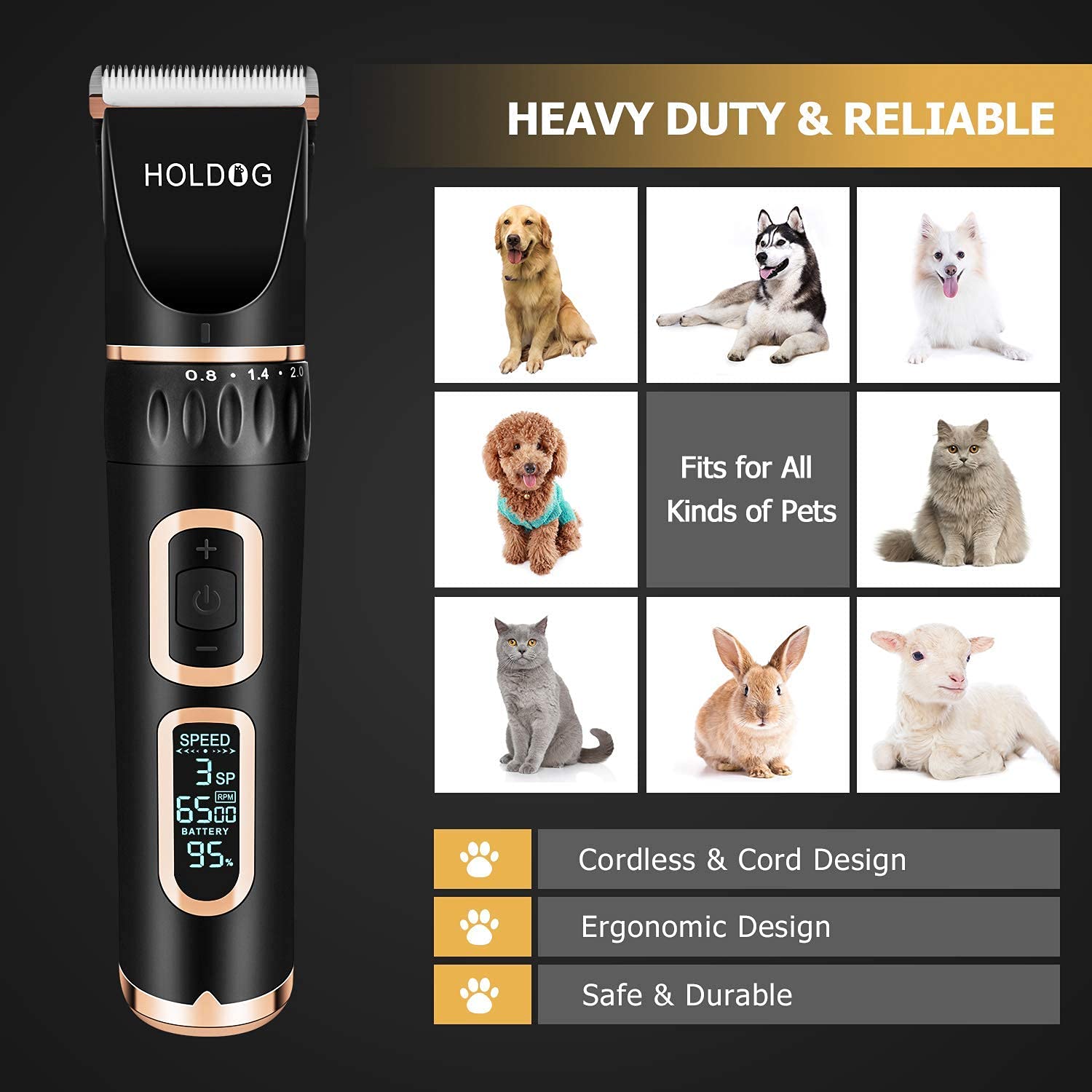 Holdog batería de alta capacidad 2200mAh para sesiones largas sin interrupciones.