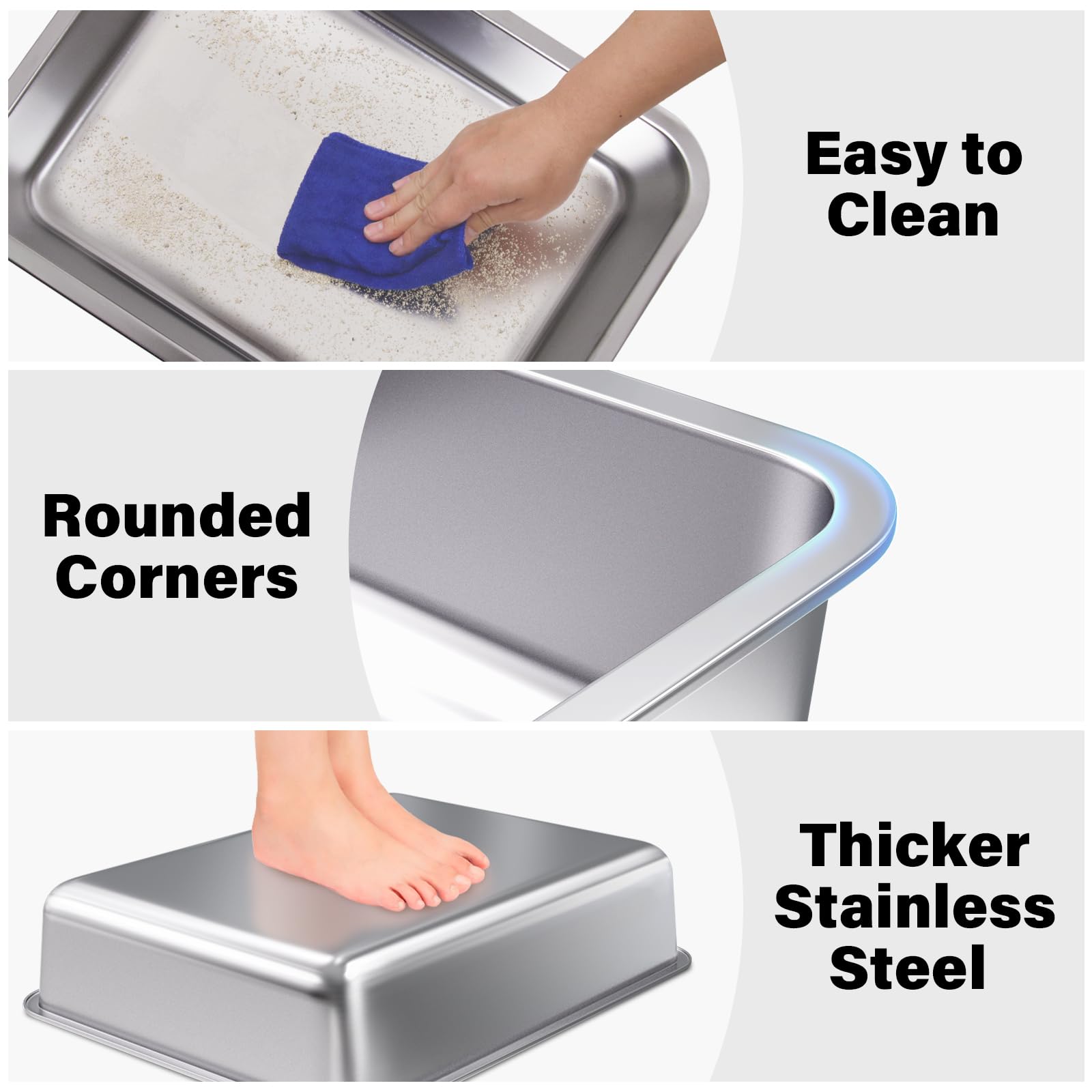 Holintan caja de litter acero inoxidable tamaño compacto para encajar en muebles