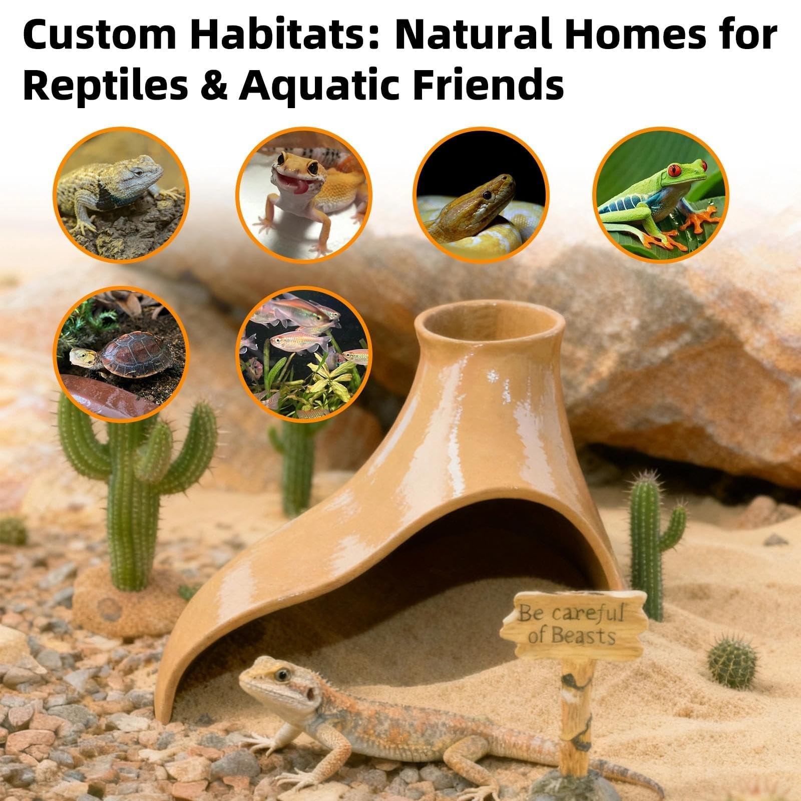 Hollima cueva reptil, complemento natural para enriquecer el terrario con musgo.
