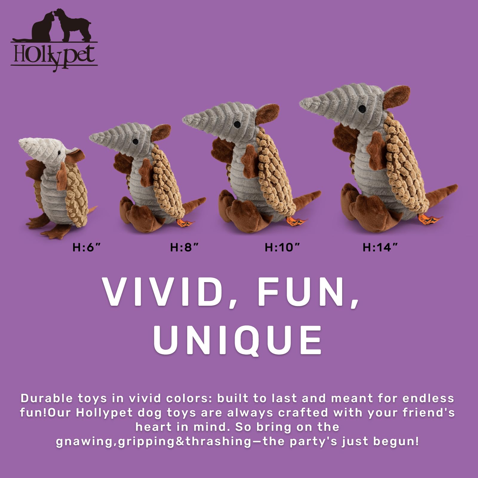 Diseño atractivo de Armadillo de Hollypet para perros de todos los tamaños.