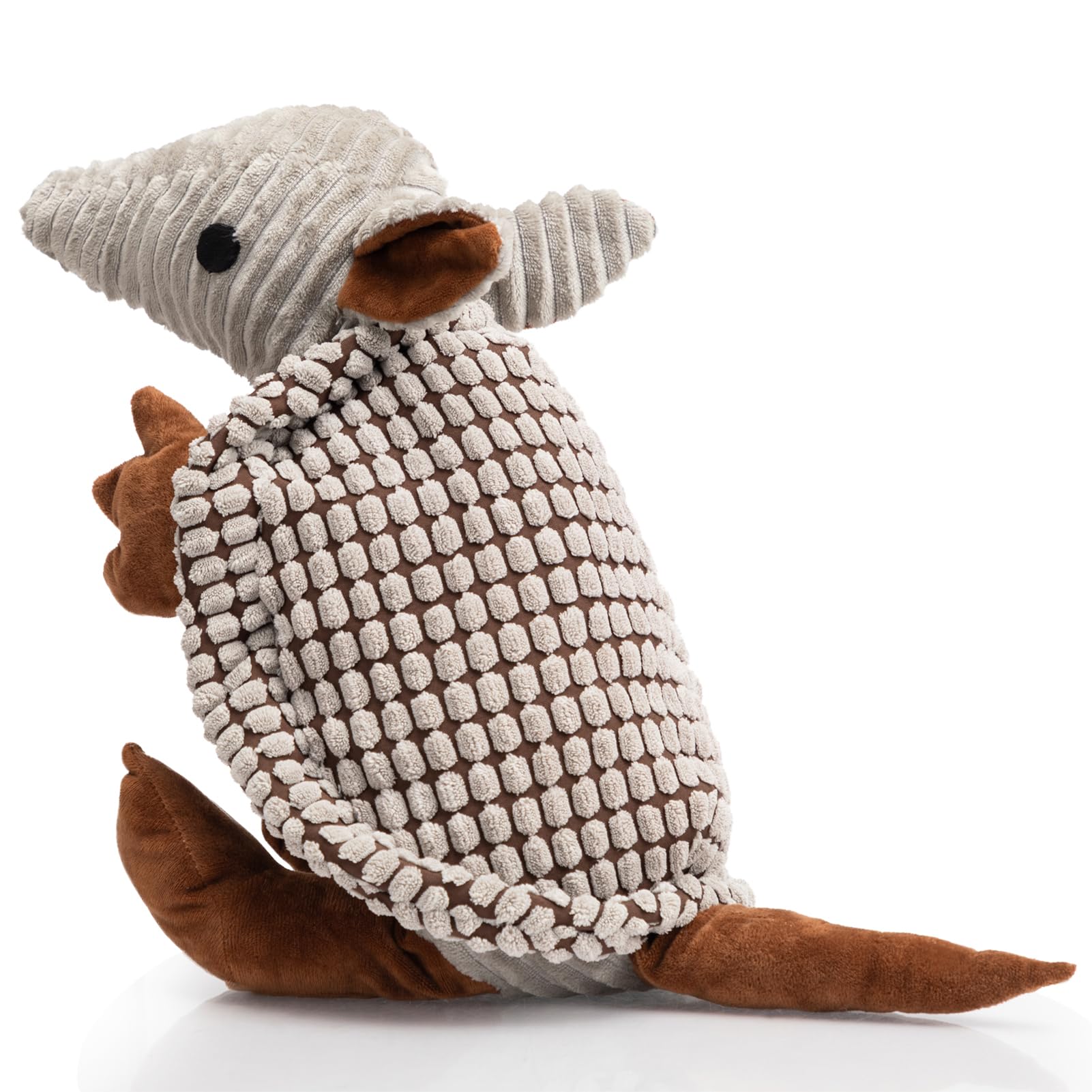 Juguete Hollypet Armadillo de 10 pulgadas para perros, ideal para juego suave y mordidas moderadas.