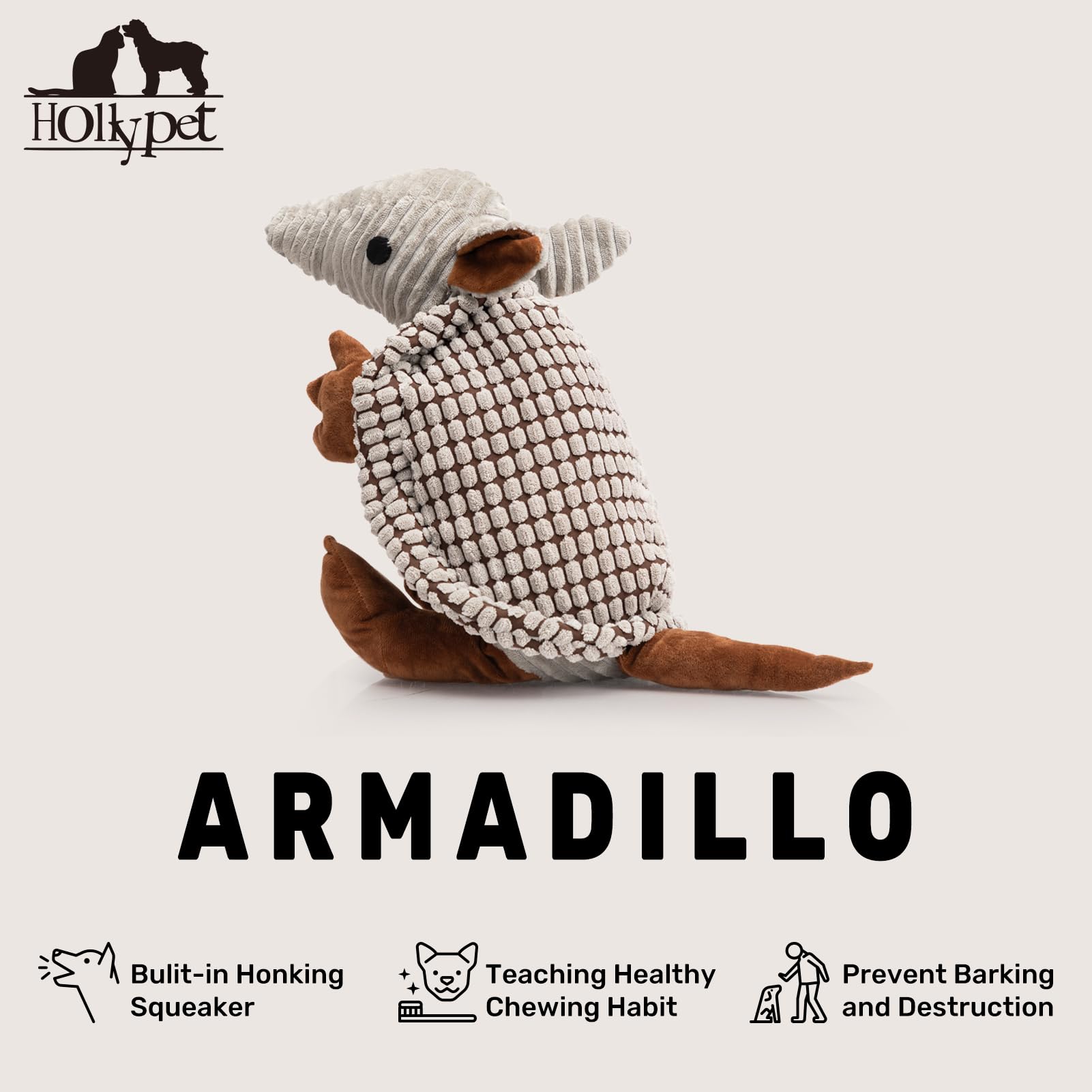Superficie texturizada para masajear las encías durante el juego con el Armadillo.