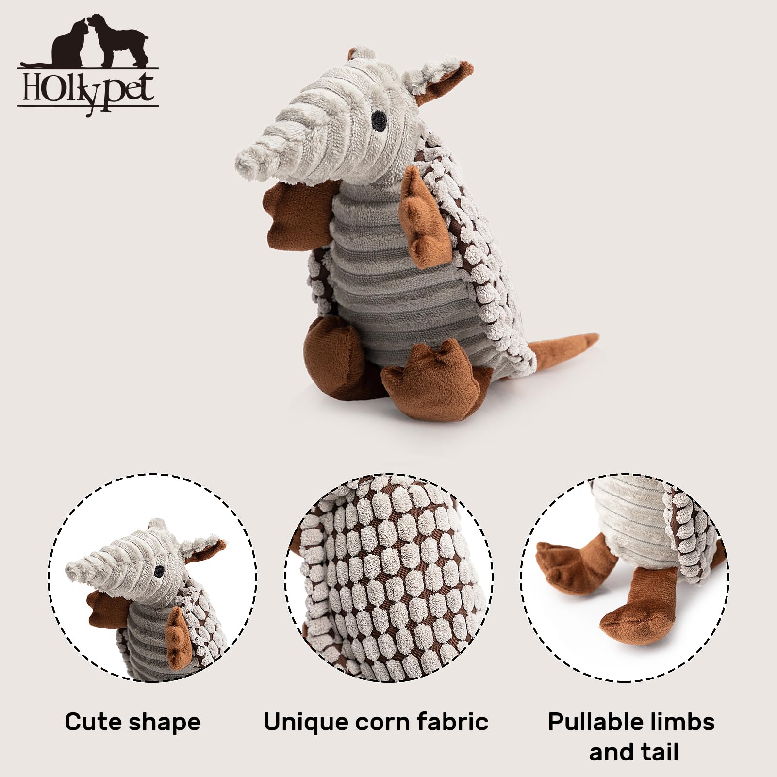 Hollypet Armadillo: material duradero que resiste juegos en interior y exterior sin perder forma.