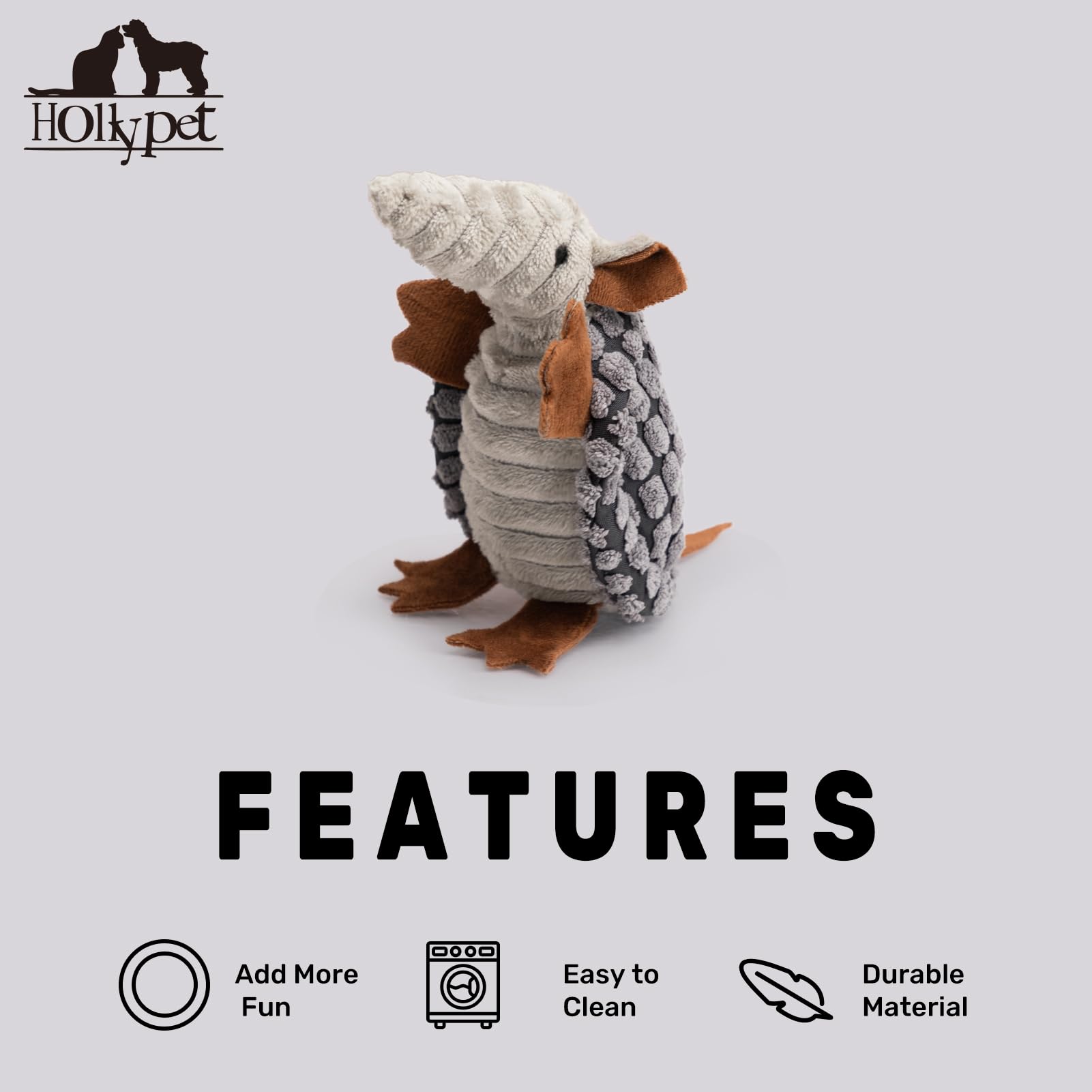 Hollypet Armadillo con sonido único, guía de juego suave para romper la monotonía.