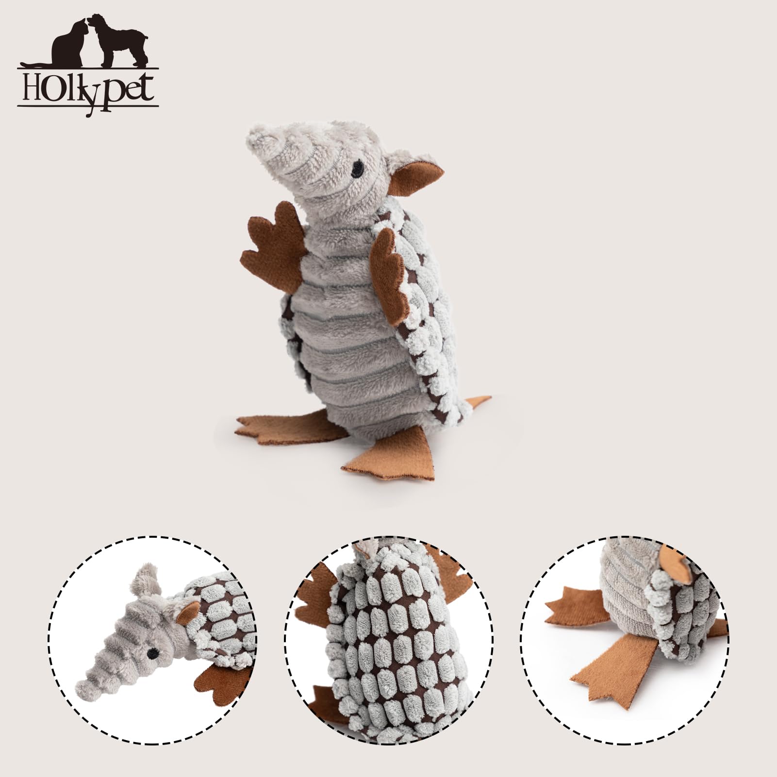 Hollypet Armadillo duradero con textura de masaje para encías de perros.