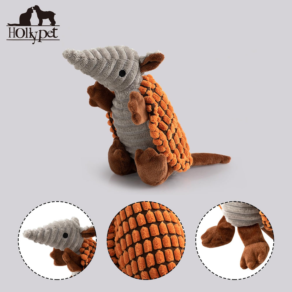 Hollypet Armadillo peluche textura suave que masajea encías durante el juego.