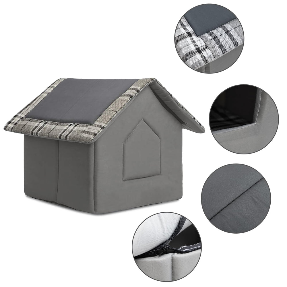 Hollypet cama cueva para mascotas, detalle de cremallera desmontable.