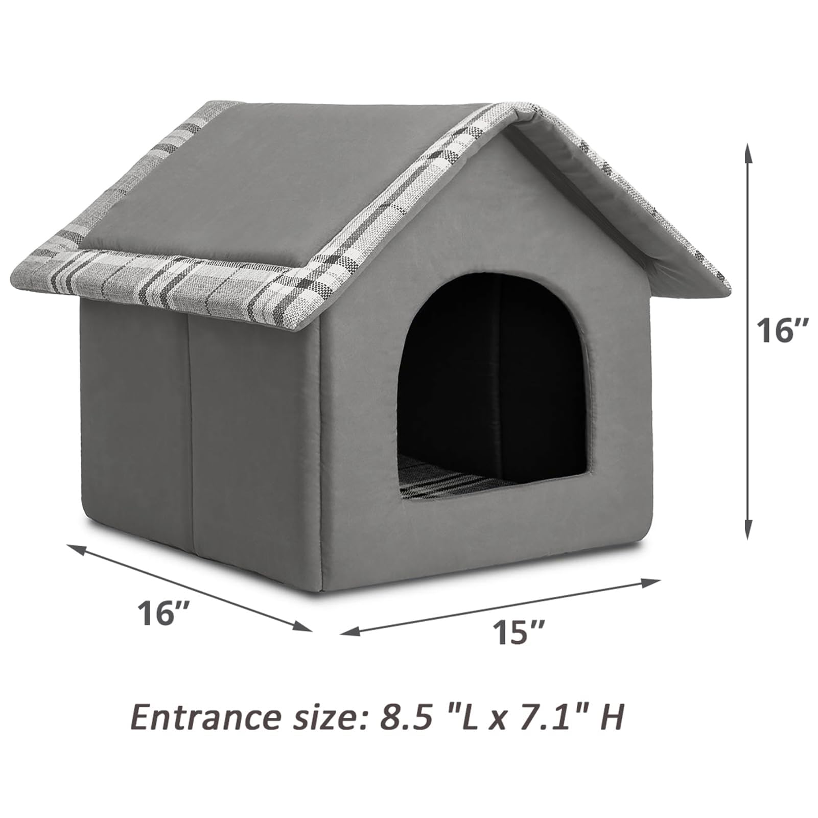 Hollypet cama cueva para mascotas, interior acolchado para descanso suave.