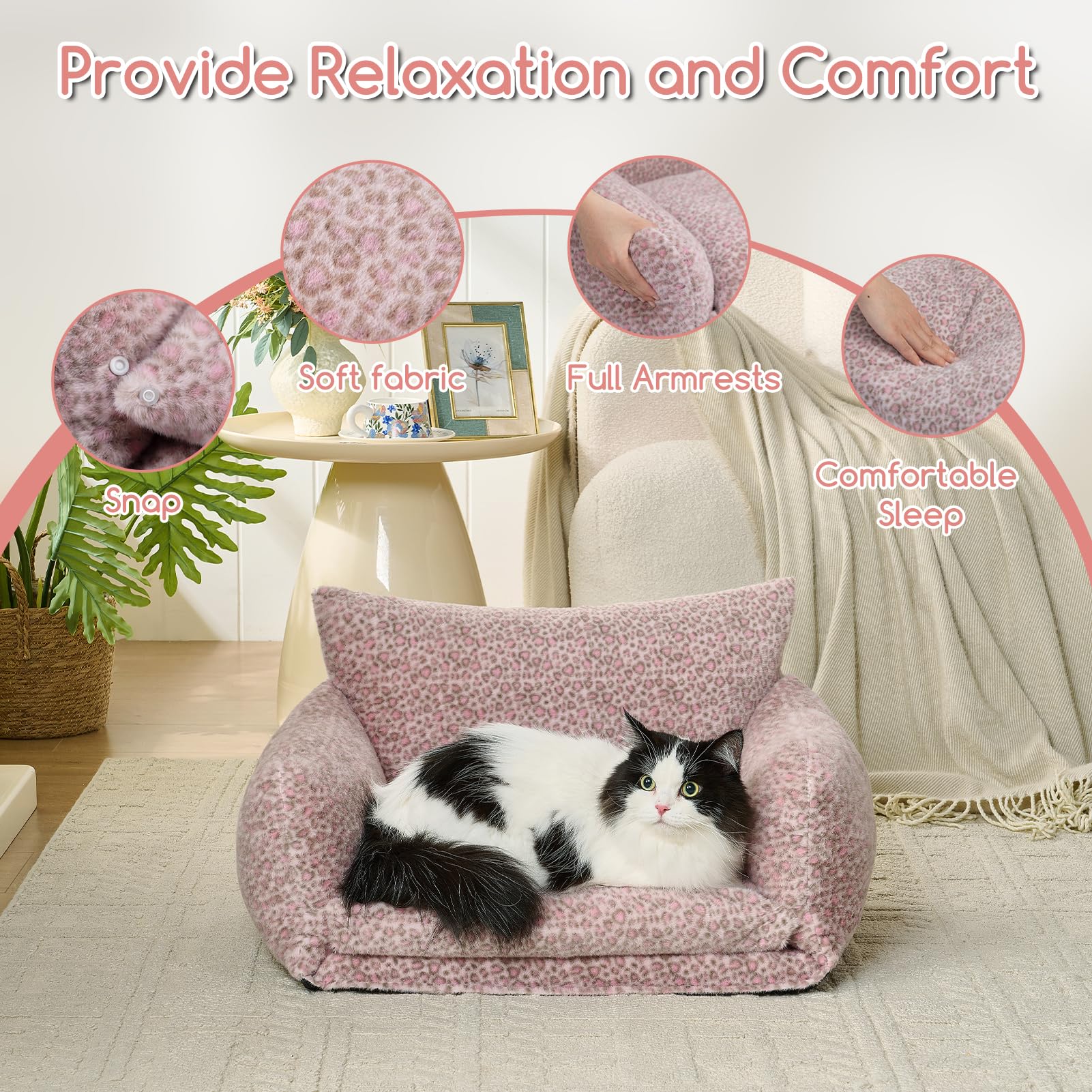 Fundas removibles de la cama Hollypet, color rosa, fácil lavado.