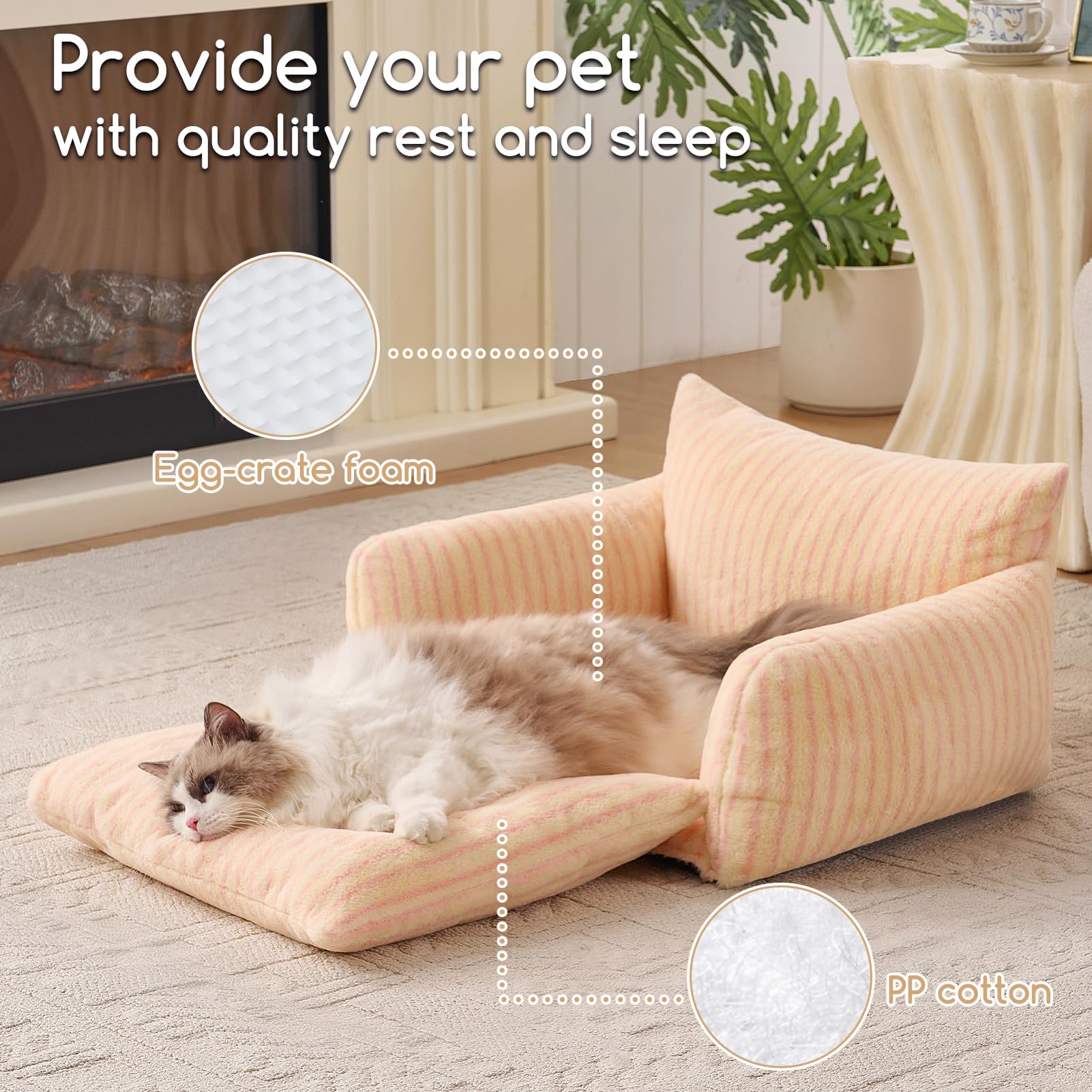 Hollypet Cama Gato Lavable, fundas desmontables fáciles de limpiar