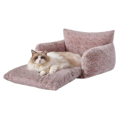 Cama Hollypet rosa leopardo con cojín doble para descanso estable.