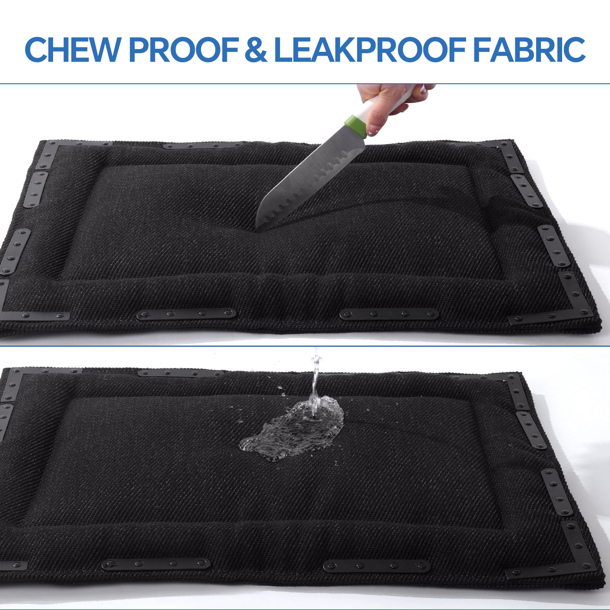 Cama HOMBYS impermeable y resistente a olores para limpieza fácil.