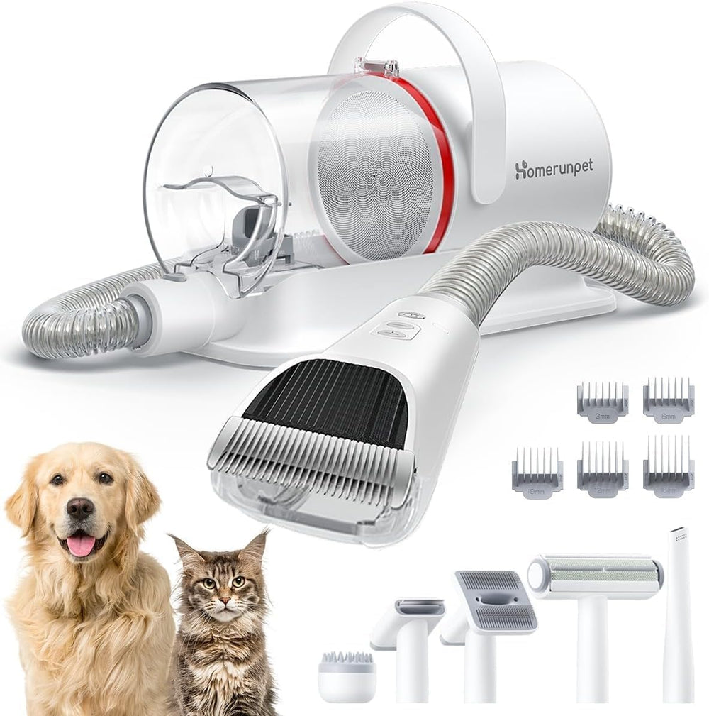 HomeRunPet kit 6-en-1 para grooming y aspirado, cuidado y limpieza del pelo.