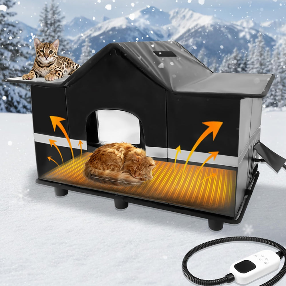homegroove: casa para gatos vista exterior, refugio cálido para felinos al aire libre