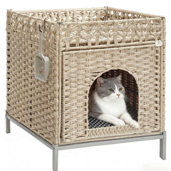 Cueva de gato Homegroove, ratán natural, ventilación para un descanso fresco.