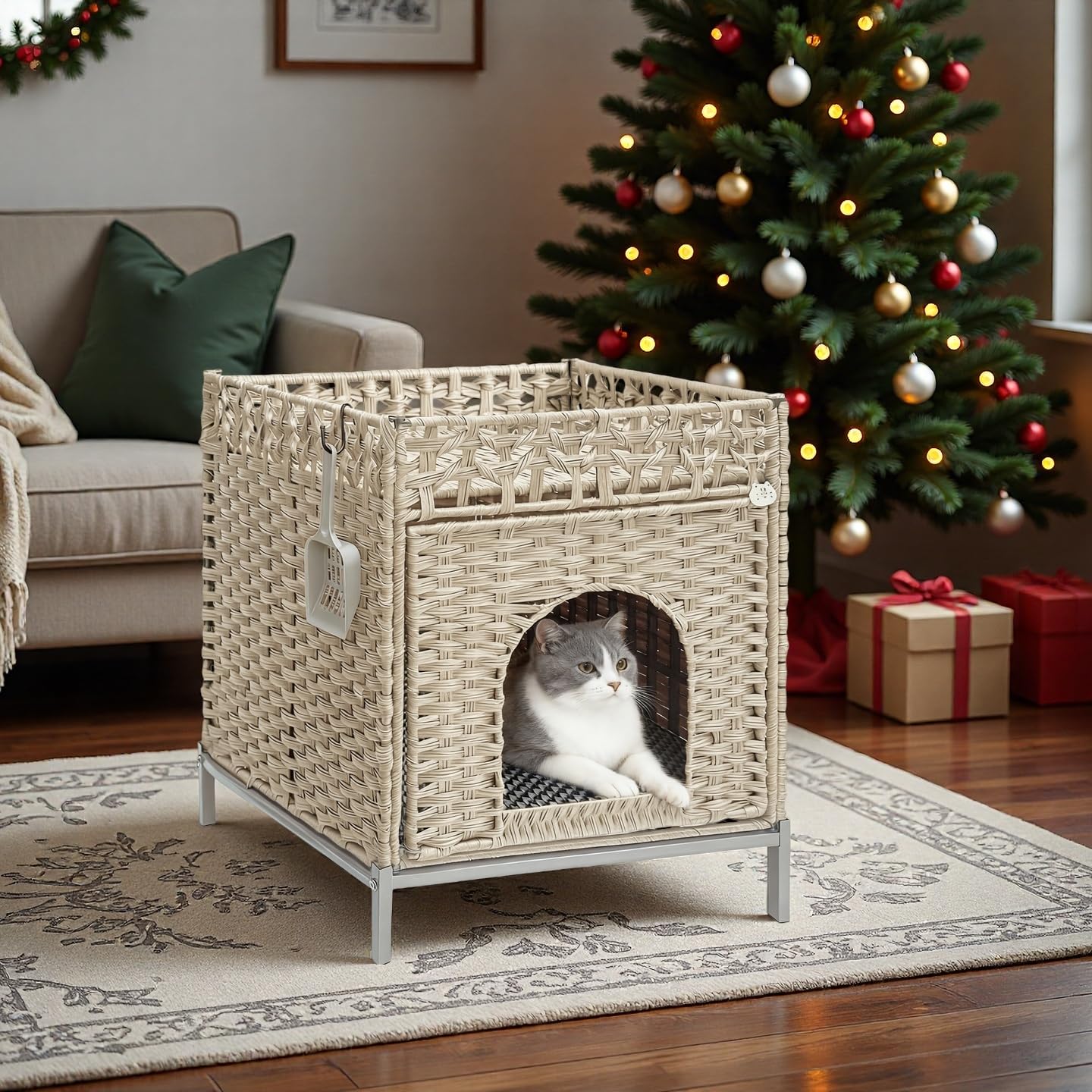 Puerta con diseño de cabeza de gato Homegroove, acceso suave para la mascota.