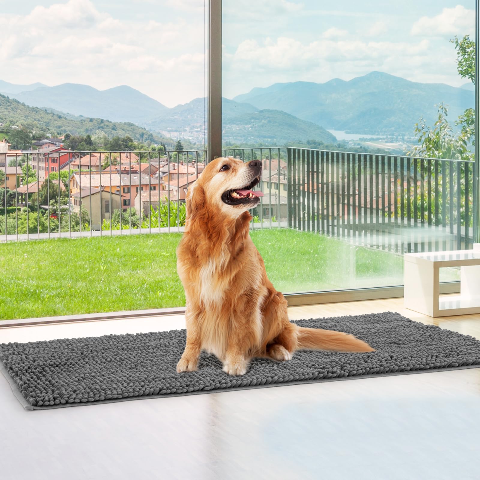 HOMEK alfombra para perros con base antideslizante, mantiene la alfombra en su lugar.
