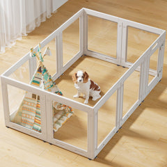 Homelio corral de perros acrílico transparente con puerta para interiores y visión clara