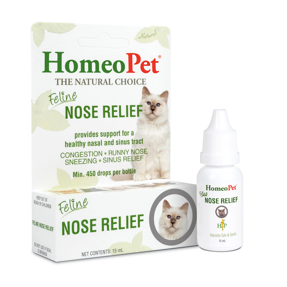 HomeoPet alivio nasal para gatos, botella lista para uso diario.