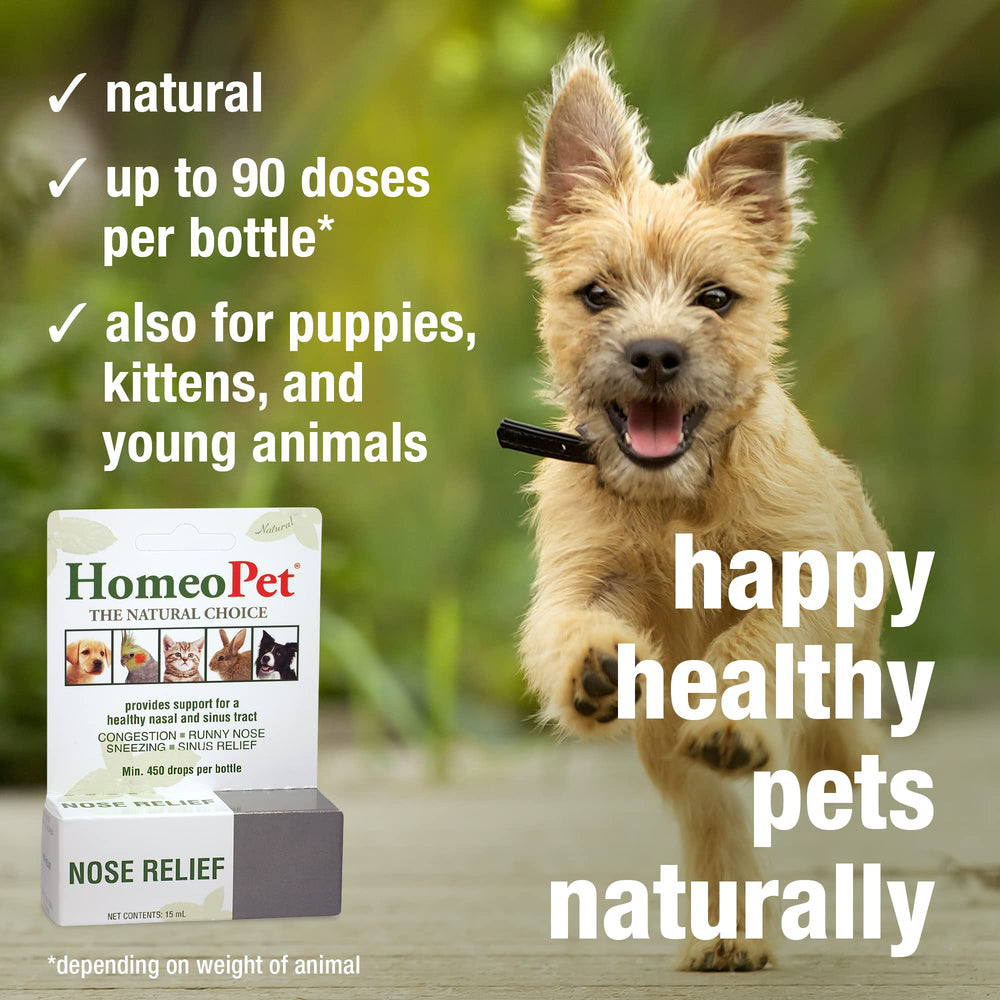 HomeoPet Alivio nasal para perros, ayuda suave en la nariz.