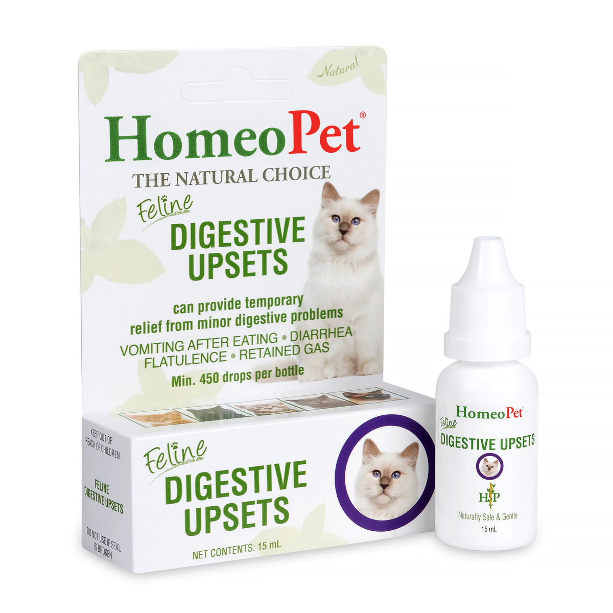 HomeoPet CHO04724 para gatos: gotas en botella de 15 ml para malestar digestivo menor.