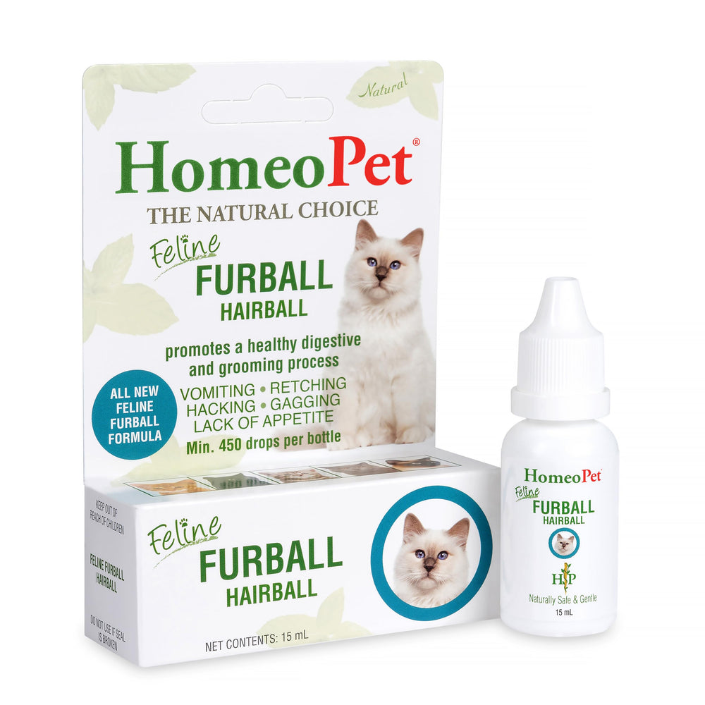 HomeoPet Feline Furball frasco de 15 ml para uso cómodo y natural