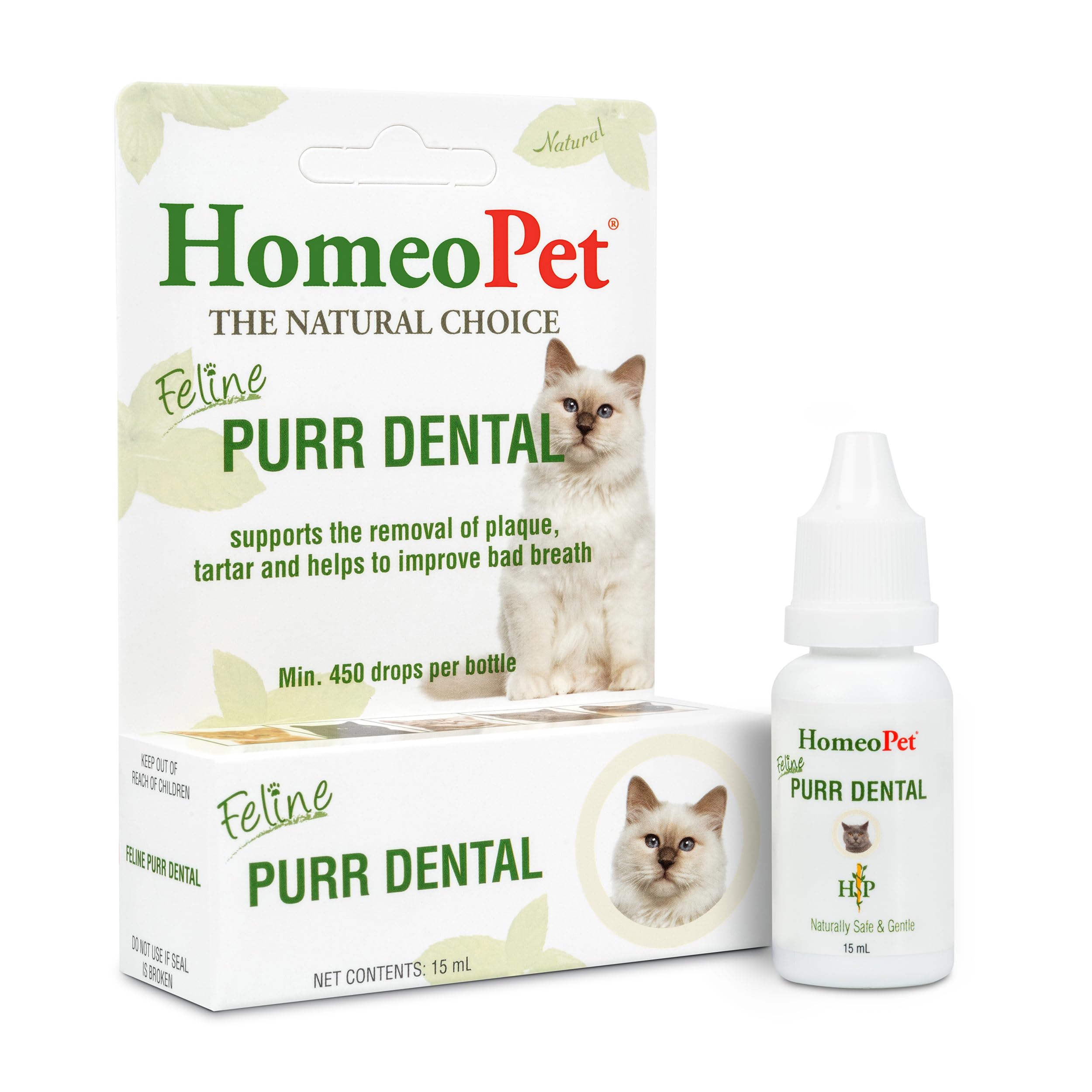 HomeoPet Feline Purr Dental, botella para apoyo dental natural en gatos