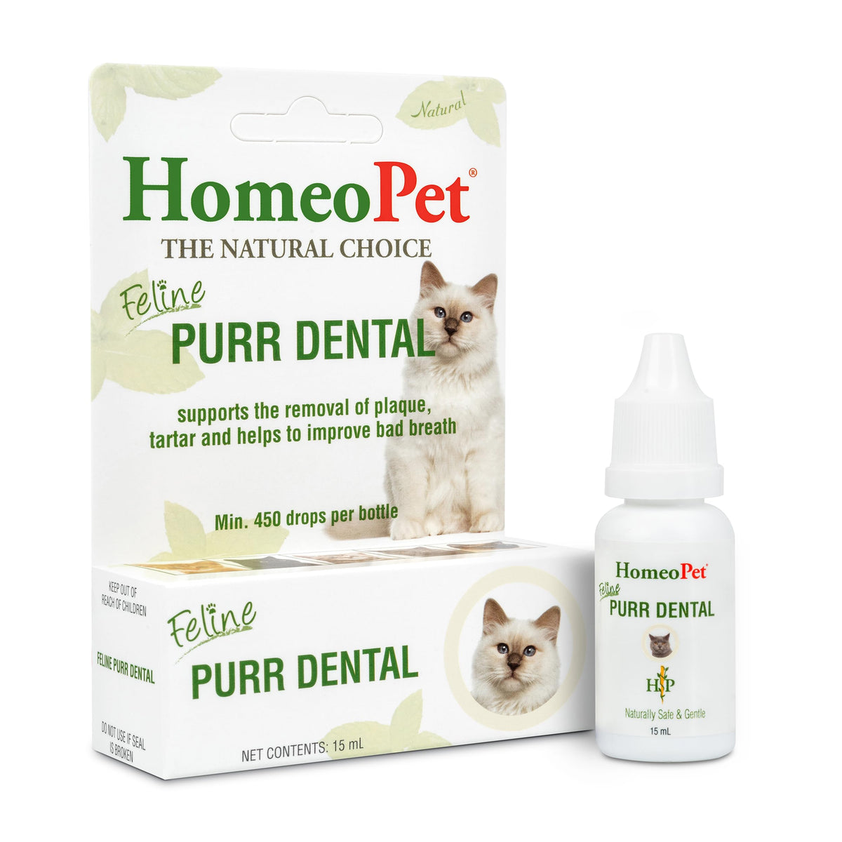 HomeoPet Feline Purr Dental, botella para apoyo dental natural en gatos