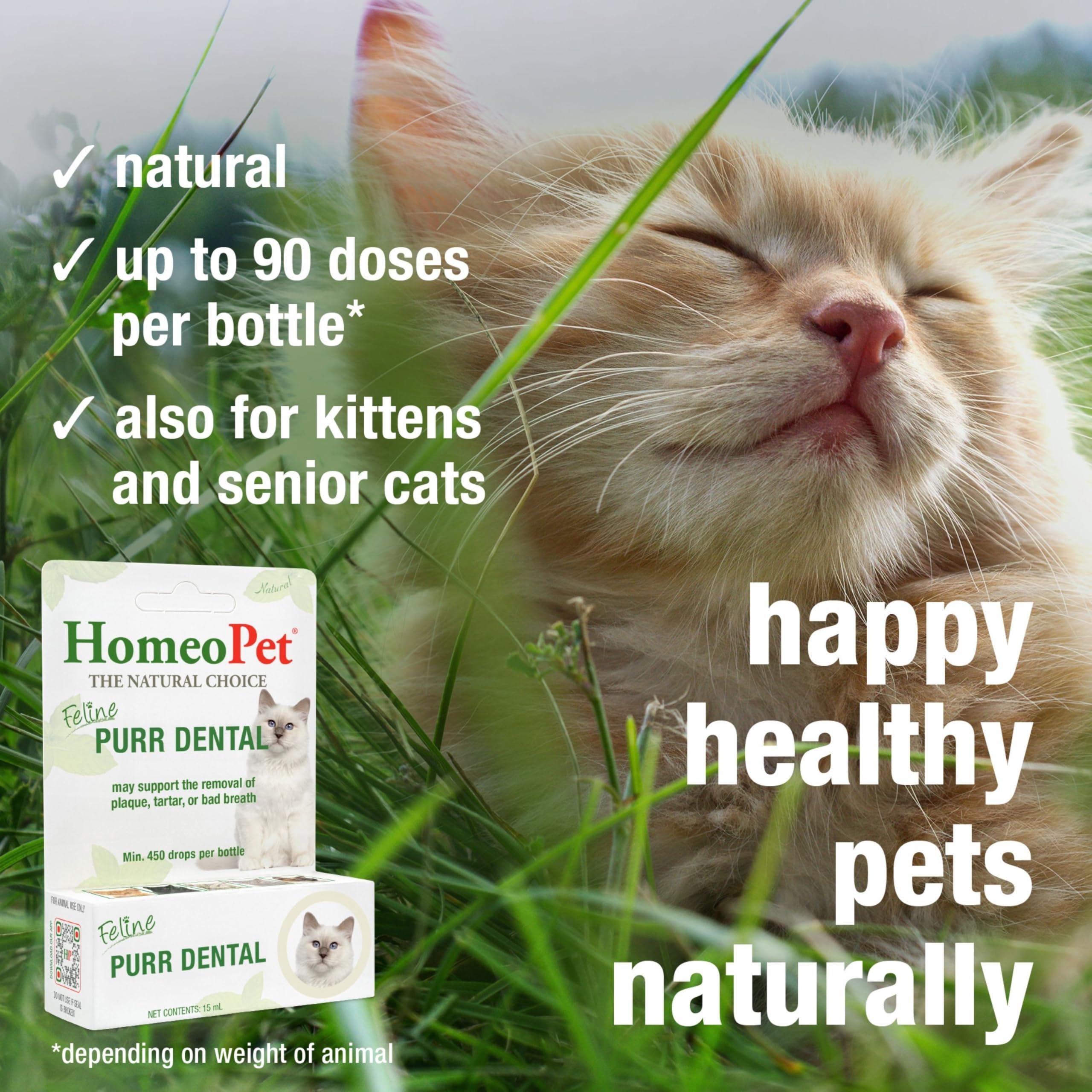 HomeoPet Feline Purr Dental, gato sonriente gracias a la fórmula suave