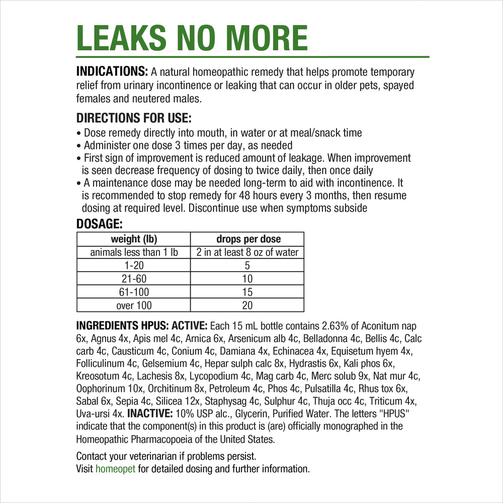 HomeoPet Leaks No More: aplicación fácil en la rutina diaria de la mascota
