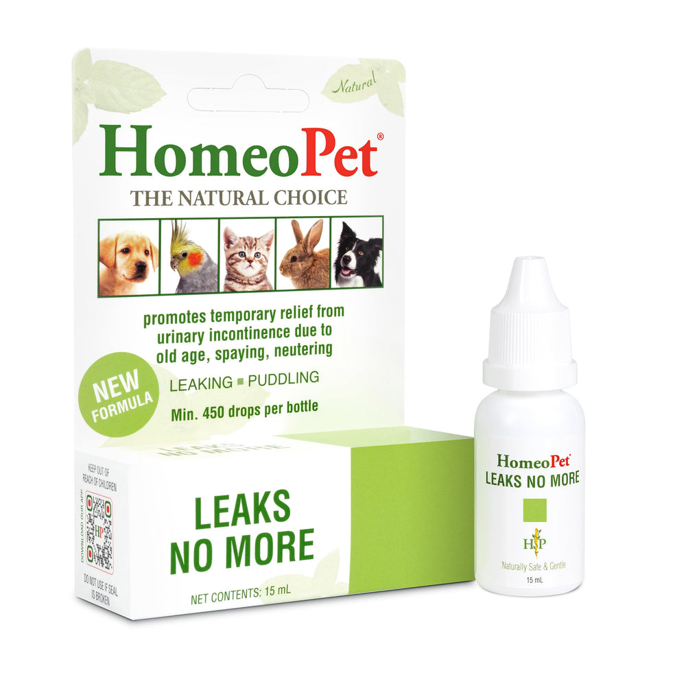 HomeoPet Leaks No More: botella de 15 ml para apoyo urinario suave y natural