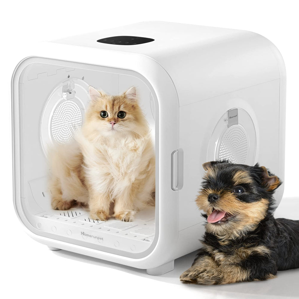 HomeRunPet Drybo Plus, secador 360° para mascotas, secado completo y cómodo.