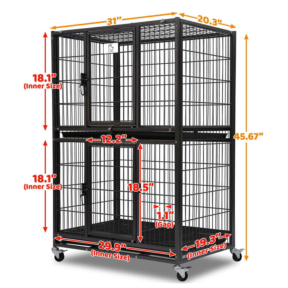 Homey Pet jaula dos niveles con puerta superior para interacción y entrenamiento