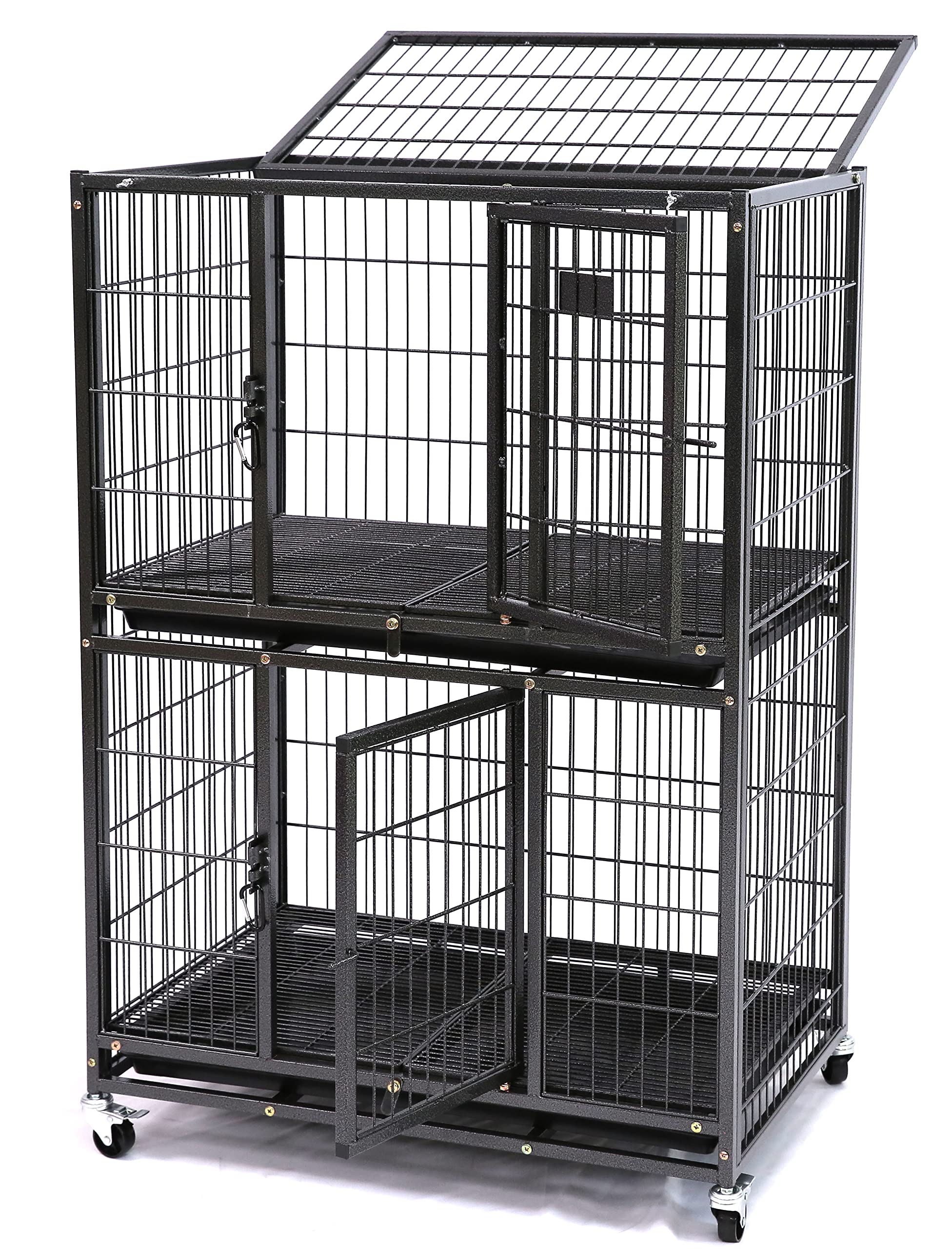 Homey Pet jaula para perros dos niveles con ruedas facilita moverla para limpieza