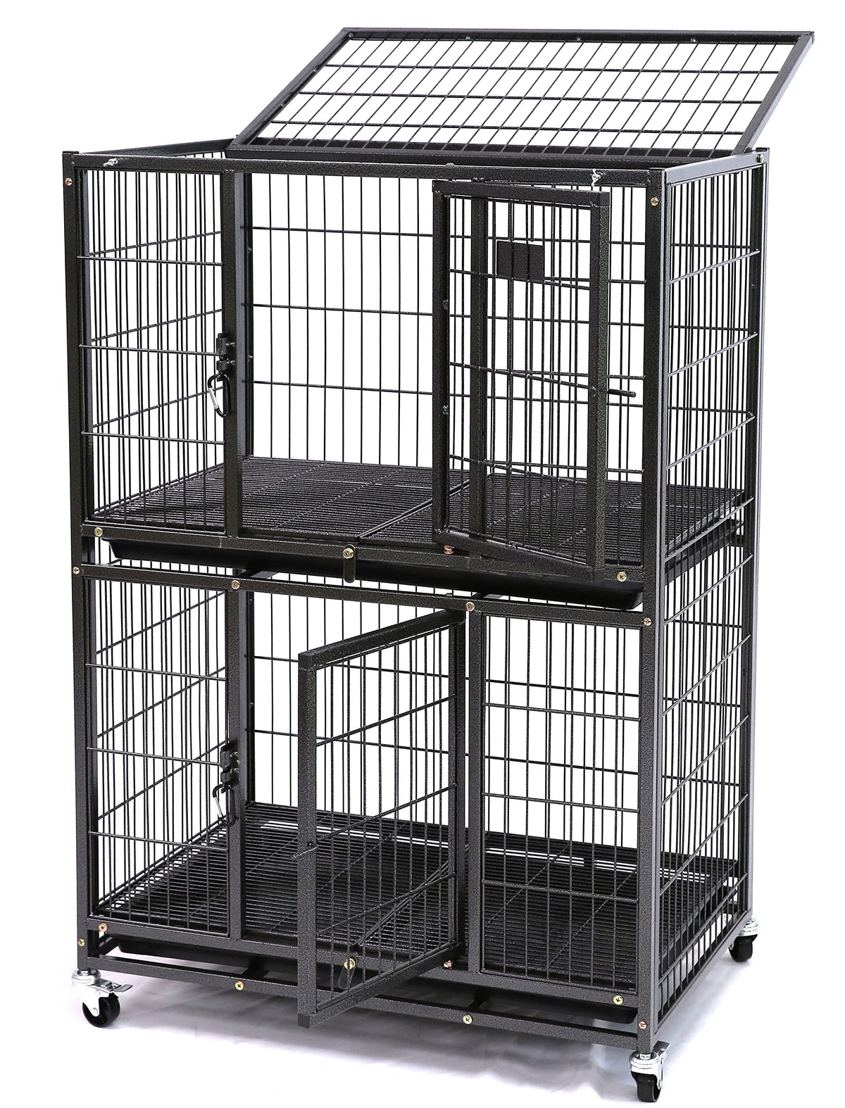 Homey Pet jaula para perros dos niveles con ruedas facilita moverla para limpieza