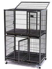 Homey Pet jaula para perros dos niveles con ruedas facilita moverla para limpieza