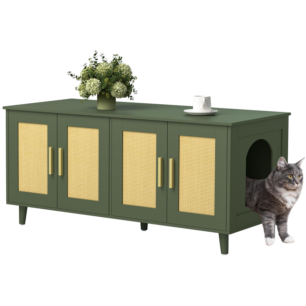 Homhedy caja-arena-boho para 2 gatos, privacidad y limpieza diaria.