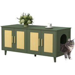 Homhedy caja-arena-boho para 2 gatos, privacidad y limpieza diaria.