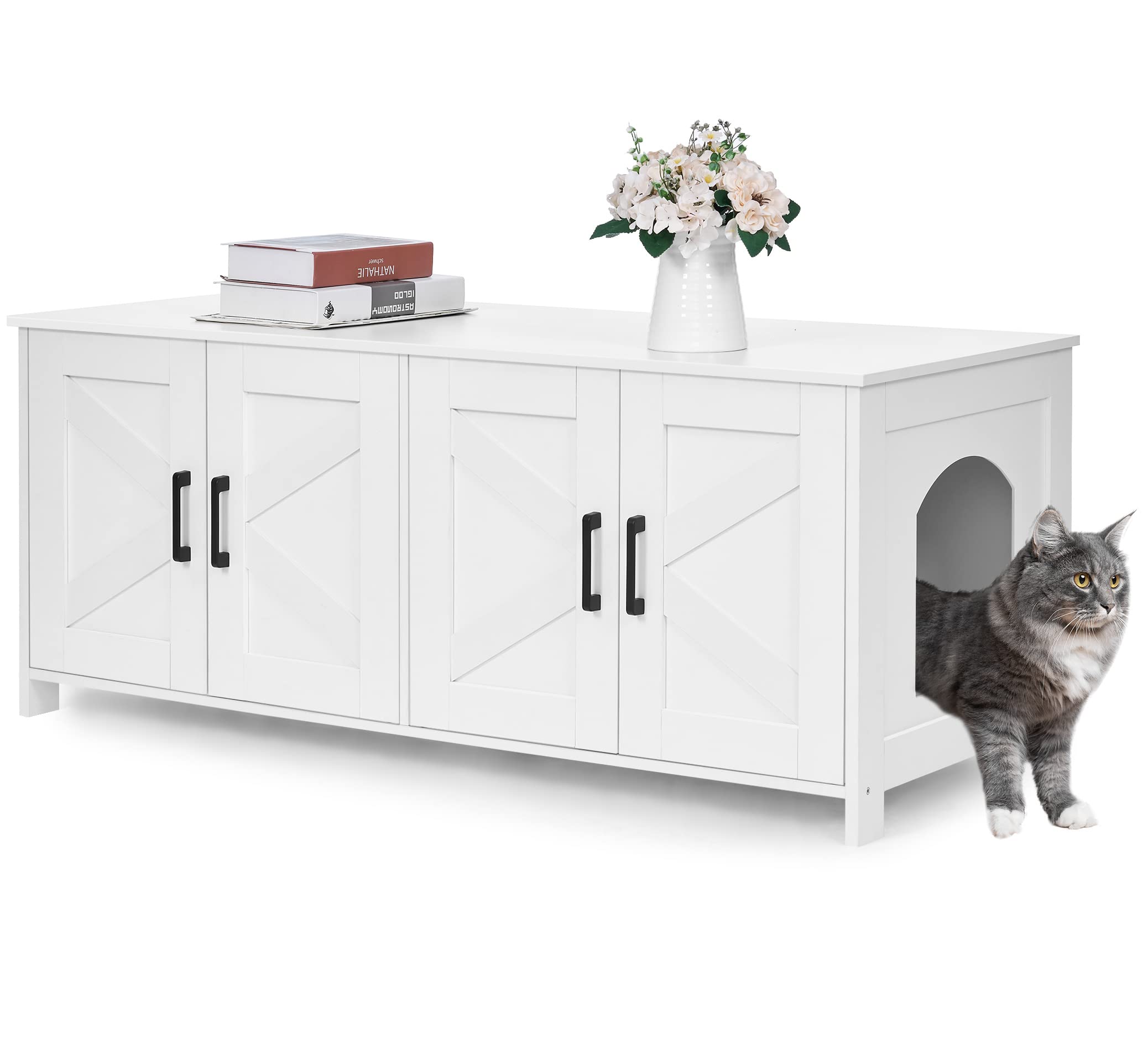 Homhedy caja-litter doble para dos gatos, privacidad y orden en casa.